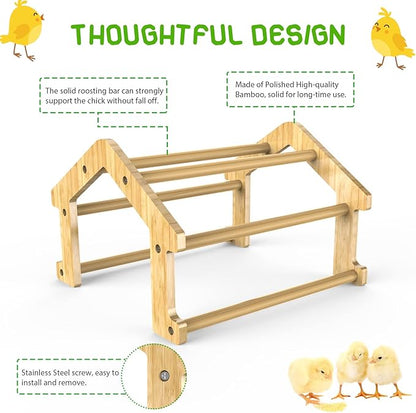 Bamboo Chicken Perch Set(4 Pack), Strong Roosting Bar for coop and brooder, Training Perch for Large Bird, Hens, Parrots, Macaw, Easy to Assemble and Clean, Fun Toys for Chicken