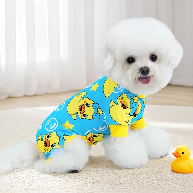 XPUDAC 4 Pieces Dog Pajamas Stretchy Dog Pjs Soft Cute Doggie Clothes for Medium Large Dogs Boy Girl Cats Pet Outfits, 3X-Large