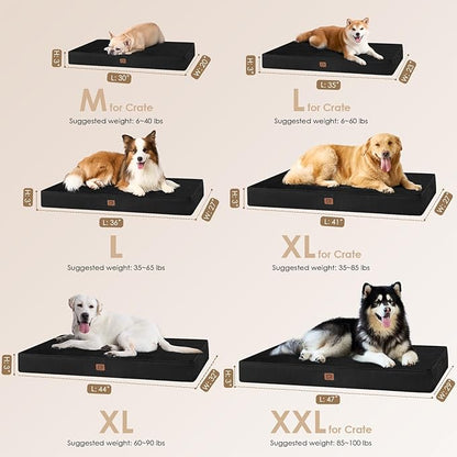 EHEYCIGA Orthopedic Dog Bed Waterproof 41"x27", Memory Foam Pet Bed for XLarged Dogs, Washable Pet Mat with Removable Cover, Black