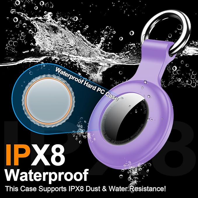 1|2|4Pack for Apple AirTag Holder,for Air Tag 2nd &1st Genaretion,Waterproof GPS Tracker Air Tag Keychain with Cover Anti-Scratch Silicone for Air-Tag Case for Pets,Luggages-Yellow+Blue+Purple+Brown