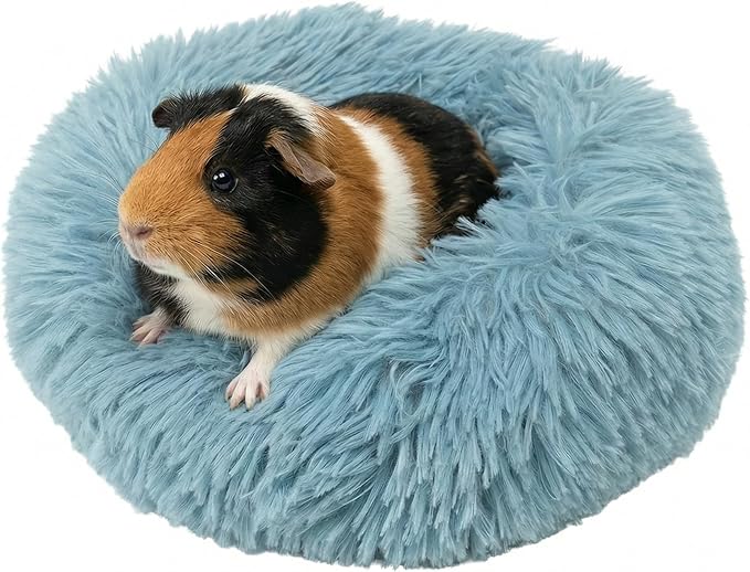 Tiny Dog Bed 11.8 Inch for Extra Small Dogs,Washable Puppy Bed,Soft Faux Fur Calming Donut Bed for Chihuahua Yorkie Maltese Pomeranian,Blue