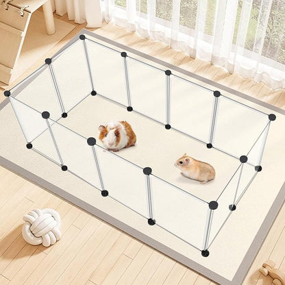 VISCOO 12 Panels Transparent Small Animals Playpen,48" x 24" x 16" Portable Pet Playpen,Plastic Enclosure,Puppy Play Pen for Indoors Outdoor Pet Fence for Guinea Pigs,Bunny,Ferrets,Hamsters,Hedgehogs