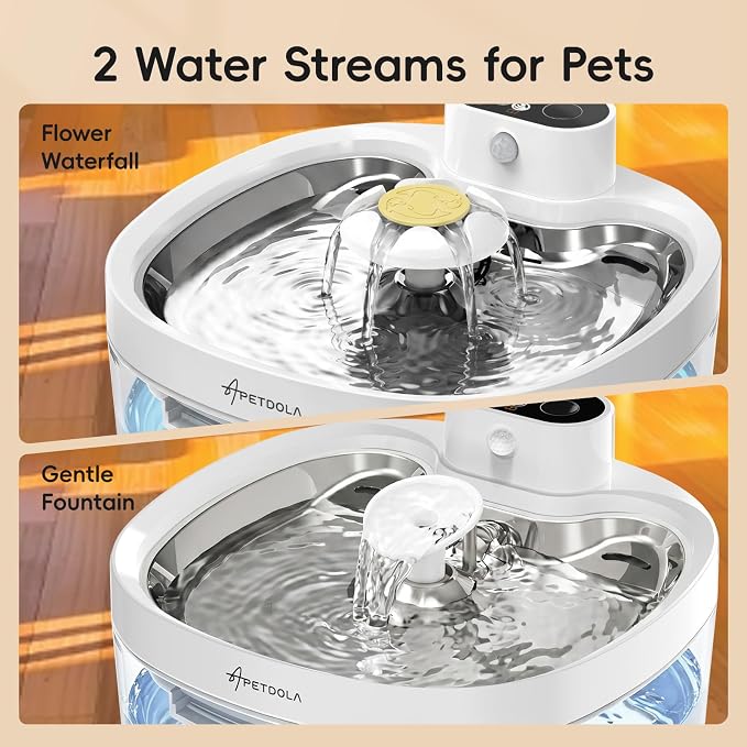 Wireless Cat Water Fountain 95fl-oz/2.8L Cat Fountain,Stainless Steel Tray,Rechargeable Pet Drinking Fountains for Cats and Dogs(Cat Fountain+3 Filters)