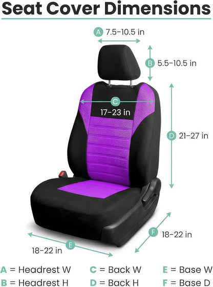 FH Group Automotive Car Seat Covers Front Set Premium 3D Air Mesh Front Seat Covers, Airbag Compatible Universal Fit Interior Accessories for Cars Trucks and SUVs - Purple