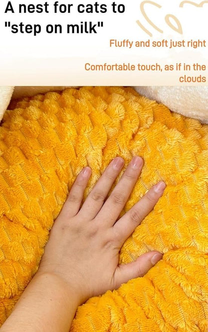 Pumpkin Cat Bed Large Capacity Pet Mat Warm Cat and Dog Bed Four Seasons Universal Pet Bed Autumn and Winter Dog Mattress Suitable for Small and Medium Cats and Dogs to Sleep Soundly (S)