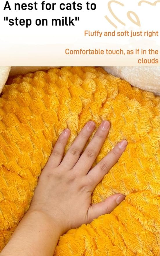 Pumpkin Cat Bed Large Capacity Pet Mat Warm Cat and Dog Bed Four Seasons Universal Pet Bed Autumn and Winter Dog Mattress Suitable for Small and Medium Cats and Dogs to Sleep Soundly (L)