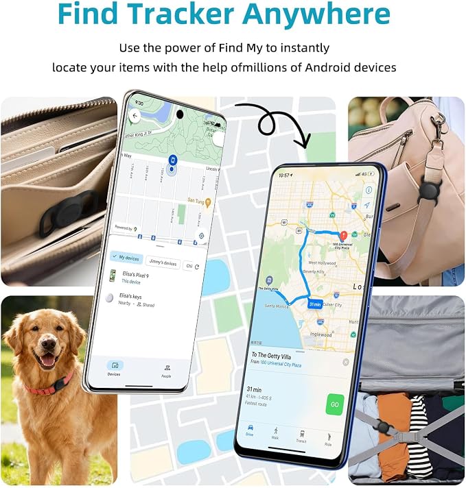 Android Smart GPS Dog Collar, Mini Pet Activity Tracker No Monthly fee | GPS Cat Collar Android Finder Tag, Anti-Lost Locator for Pets, Kids, Vehicles, items 2 Pack