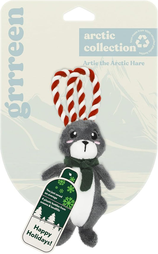 Dog Toys | Winter Plush Toy Arctic Hare Stuffed Animal for Dogs | Small Eco Friendly Toy - Easy to Clean and Made from Non Toxic Materials