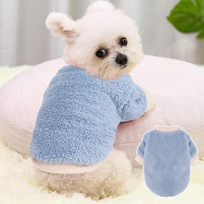 2 Pieces Dog Sweater for Small Dogs Winter Warm Puppy Sweater Fleece Cute Dog Clothes for Dogs Like Chihuahua Yorkie Thick Pet Clothing (Light Grey, Blue, X-Small)