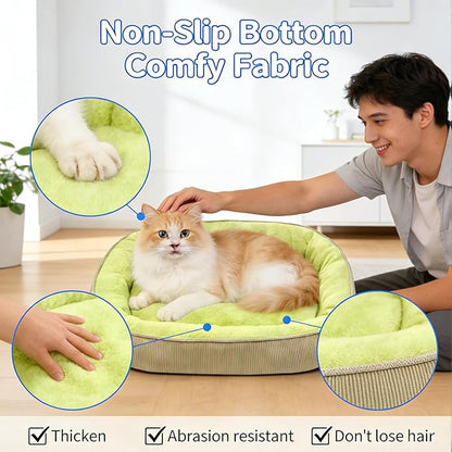 Plush Cat Bed, Cat Beds for Indoor Cats and Small Dogs, Large Soft Calming Kitten Bed, Self-Warming Cat Bed Caves, Cozy Pod for Indoor Kitten or Small Dogs, Kitty Bed With Non-Slip Bottom, Washable