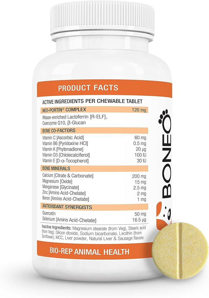 Canine Maintenance Formula- Lactoferrin-Based Bone and Joint Supplement for Dogs- 90 Ct Chewable Tablets, Liver and Sausage Flavor