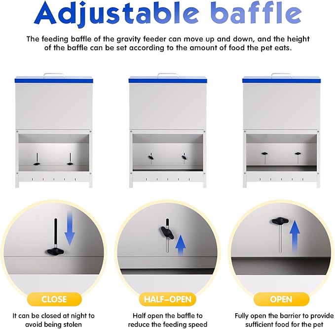 Automatic Dog Feeder Large Breed, Outdoor and Indoor Dog Food Dispenser, Large Capacity Automatic Gravity Feed Dispenser Suitable for Small, Medium, and Large Dog Breeds (Blue)