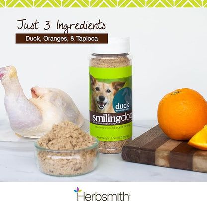 Herbsmith Kibble Seasoning – Freeze Dried Duck – Dog Food Topper for Picky Eaters – Grocery-Grade Fruits + Veggies – 3oz