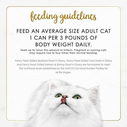Fancy Feast Purina Grilled Wet Cat Food Seafood Collection in Wet Cat Food Variety Pack - 3 oz. Cans,(Pack of 60)