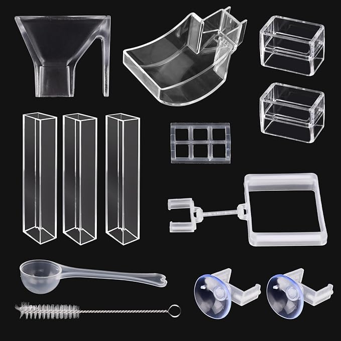 Shrimp Feeding Tube and Dish Set,Aquarium Fish Feeder Tube Kit,Clear Shrimp Feeder Fish Tank Feeding Supplies with Feeding Ring Cleaning Brush for Fish Tank Aquarium Feeding Dish
