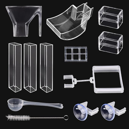 Shrimp Feeding Tube and Dish Set,Aquarium Fish Feeder Tube Kit,Clear Shrimp Feeder Fish Tank Feeding Supplies with Feeding Ring Cleaning Brush for Fish Tank Aquarium Feeding Dish