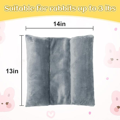 MEWTOGO 14" x 13" Bunny Bed for Rabbit Cage - Thickened Soft Prevent Sore Hocks Plush Mat with Cotton Lounger Pillows, Small Animal Flop Mat for Hutch Sleeping Indoor, Gray
