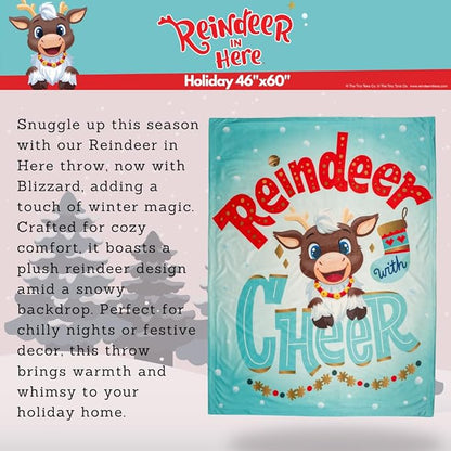 Reindeer in Here Holiday Christmas Kids Bedding Soft Plush Blanket Throw, 46 in x 90 in, (Officially Liensed Product) by Franco