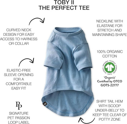 Pet Passion Toby II - The Perfect Tee, 3 Pack Short Sleeve Pet T-Shirt 100% Organic Cotton Tees Clothes for Small, Medium, Large Dogs, Navy Ombre, XX-Large (70-110 lbs)