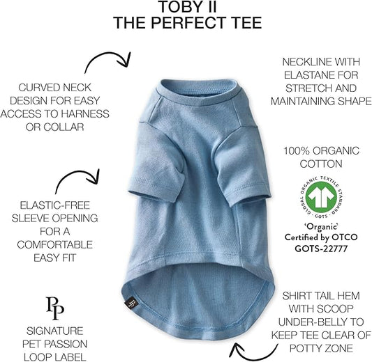 Pet Passion Toby II - The Perfect Tee, 3 Pack Short Sleeve Pet T-Shirt 100% Organic Cotton Tees Clothes for Small, Medium, Large Dogs, Navy Ombre, X-Large (55-80 lbs)