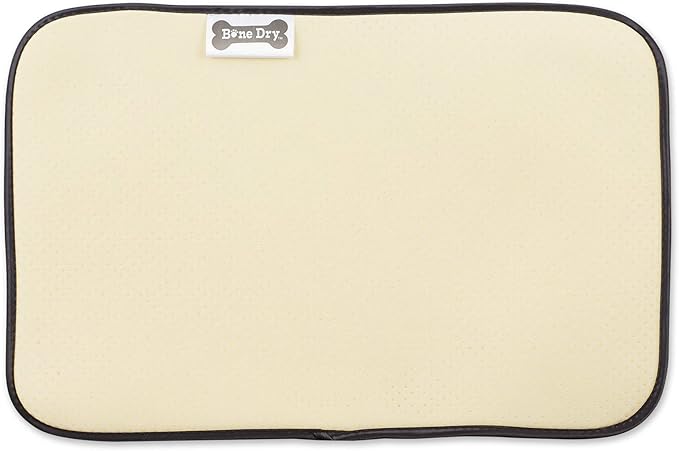 Bone Dry Machine Washable, Ultra Absorbent Pet Mat, 12x18, Nautical Blue/Off-White Lattice