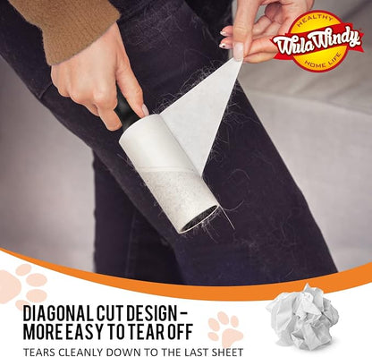WulaWindy Extra Sticky Lint Rollers for Pet Hair, 1260 Sheets, 4 Handles | Extra-sticky lint rollers with 1260 sheets and 4 reusable handles for pet hair, lint and dust on clothes and furniture.