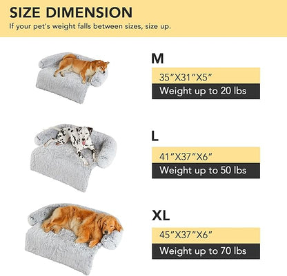 Codi Large Calming Dog Bed for Couch – Anti-Anxiety Sofa Protector Mat for XL Dogs, 45''x37''x6'', Machine Washable, Fluffy & Cozy with Non-Slip Bottom, Dark Grey