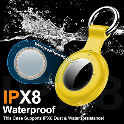 1|2|4Pack for Apple AirTag Holder,for Air Tag 2nd &1st Genaretion,Waterproof GPS Tracker Air Tag Keychain with Cover Anti-Scratch Silicone for Air-Tag Case for Pets,Kids,Bags,Luggages-Yellow
