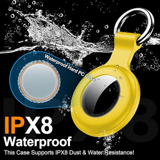1|2|4Pack for Apple AirTag Holder,for Air Tag 2nd &1st Genaretion,Waterproof GPS Tracker Air Tag Keychain with Cover Anti-Scratch Silicone for Air-Tag Case for Pets,Kids,Bags,Luggages-Yellow