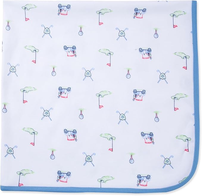 Little Me Blankets for Baby Boys' Swaddling Receiving Blanket, Blue Golf Club, 30 x 27 Inches