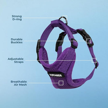 Voyager Step-in Pet Harness - All Weather Mesh, Adjustable Step in Harness for Cats and Dogs by Best Pet Supplies - Purple, S