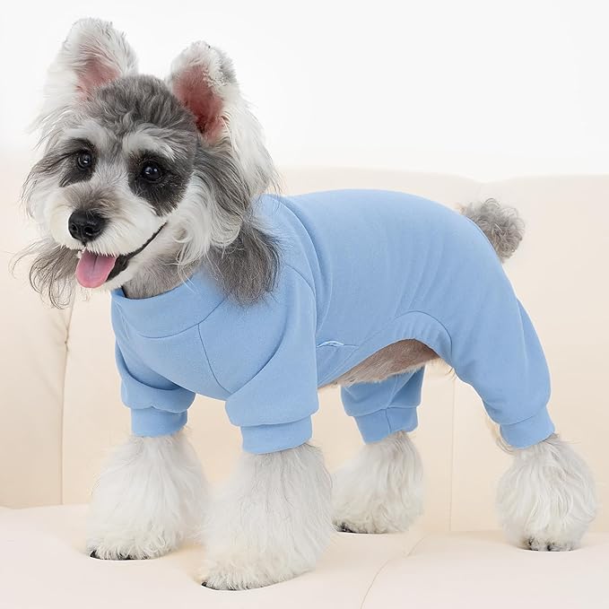 XPUDAC 3 Pack Fleece Dog Pajamas Winter Dog Clothes for Small Medium Dogs Boy Girl Warm Soft Puppy Outfit Pet Costume, Light Sky Blue, Navy, Light Gray, 551-M
