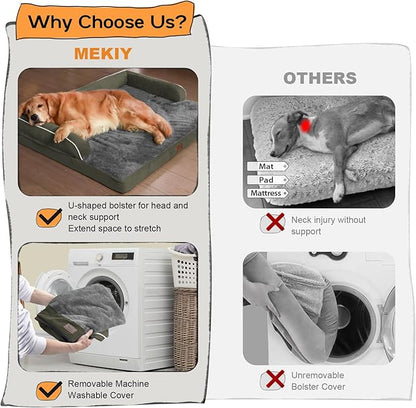 Dog Bed Large Sized Dogs-Orthopedic Waterproof Bed for Dogs,Large Dog Beds with Washable Removable Cover & Non-Slip Bottom