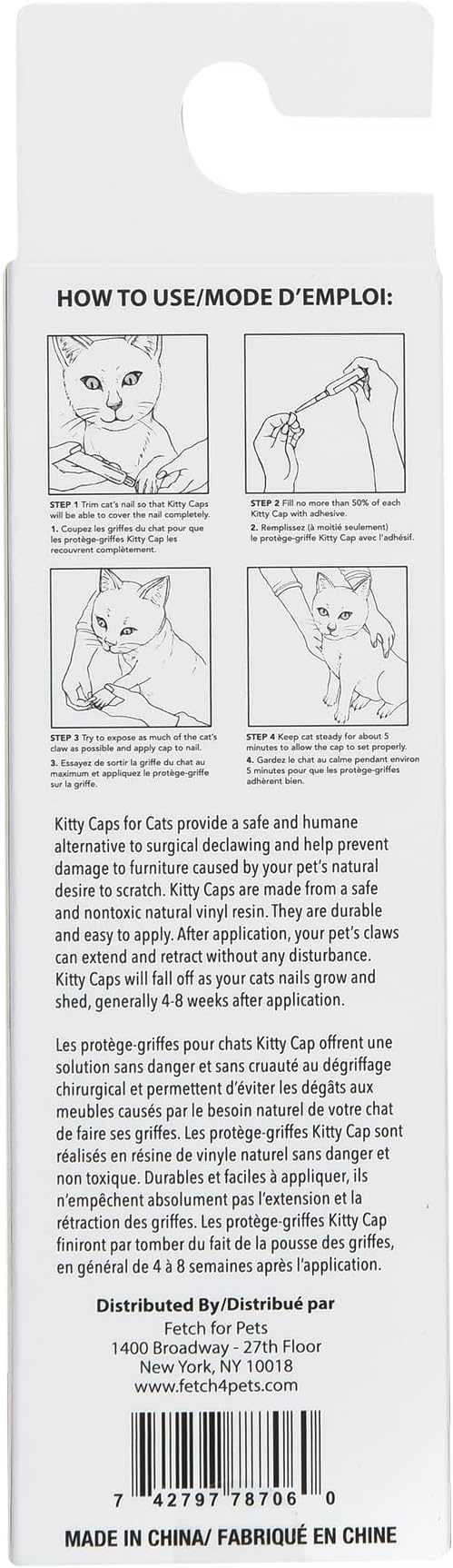Kitty Caps Nail Caps for Cats, White with Orange & Clear with Blue Glitter - Safe, Stylish & Humane Alternative to Declawing Stops Snags & Scratches, Large (13 lbs or More), 40 Count - 3 Pack