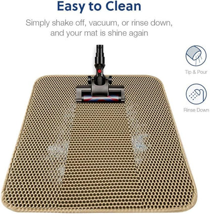 WePet Cat Litter Mat, Kitty Litter Trapping Mat, Honeycomb Double Layer Mats, No Phthalate, Urine Waterproof, Easy Clean, Scatter Control, Catcher Litter Tray Box Rug Carpet