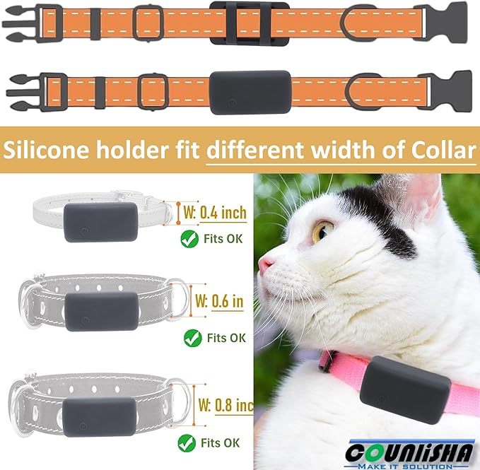 Silicone Holder Compatible for Tractive cat mini Tracker,Rubber Accessories Cover tag Anti-Scratch,Secure Sturdy GPS Finder Case for Dog Pet Collar (Black,2 Pack)