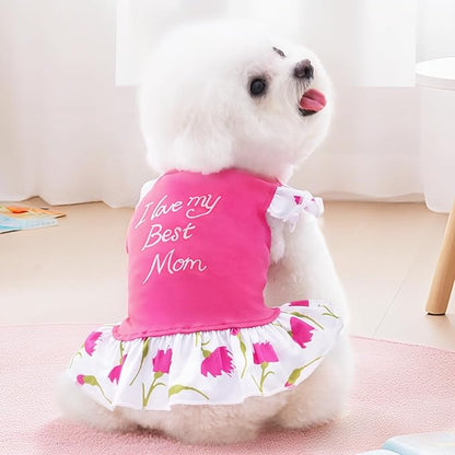 XPUDAC 4 Pieces Dog Dress Girl Clothes for Dogs Girl Flower Dresses for Small Dogs Apparel Colorful Small Dog Clothes Female (Medium, 4 Flower)