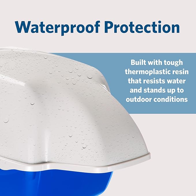 Ferplast Cosmic Outdoor Cat Litter Box - Waterproof Dog-Proof Cat Toilet with Tunnel Entry, High-Sided Base for Litter Containment, Easy-Clean Design, Durable Thermoplastic Resin in Blue