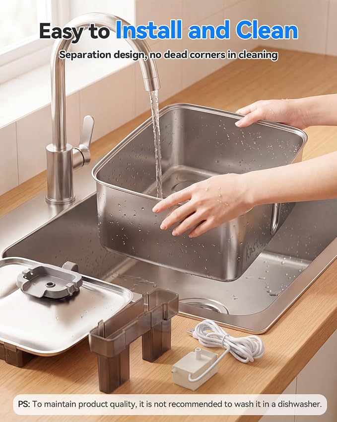 Kastty 4Gal/15L Dog Water Fountain, Large Capacity Stainless Steel Pet Water Fountain with Water Level LED Light, Ultra Quiet Dog Water Bowl Dispenser for Large Multi-Pet, Easy to Clean (FS78,Grey)