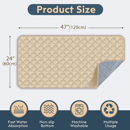 FunFurry Washable Guinea Pig Cage Liner - 4 Pack Reusable Washable Pee Pads，Waterproof Guinea Pig Bedding for Small Animal - Rabbit Bunny Hamster Puppy (Cream, 24" X 47" - 4 Pack)