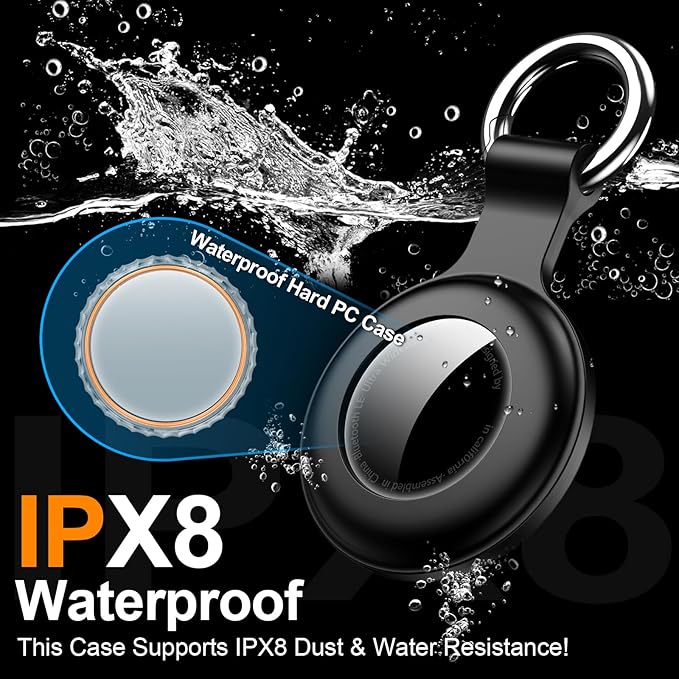 1|2|4Pack for Apple AirTag Holder,for Air Tag 2nd &1st Genaretion,Waterproof GPS Tracker Air Tag Keychain with Cover Anti-Scratch Silicone for Air-Tag Case for Pets,Kids,Bags,Luggages-Black+Black