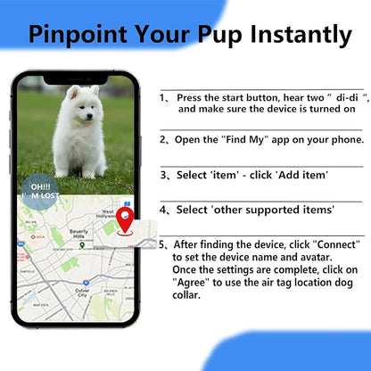 Air Tags Dog Collar, Waterproof Pet Collar with Air-Tag Chip for Apple Find My (iOS only) (Blue, L)
