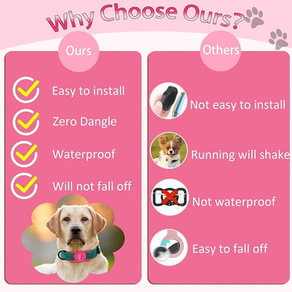 SANKALA Airtag Dog Collar Holder, 1 Pack, Rose | Silicone Full Body Covered, Anti-Lost Protective, Fits All Width Collars, for Apple AirTag(Gen 1 & 2), Signal Friendly