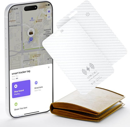 2-Pack Wallet Tracker Card [Apple MFi Certified] (iOS Only), Rechargeable Ultra-Thin Finder 0.07in Bluetooth Air Tracker Tags Smart Finder for Apple Find My IP68 Waterproof for Wallets, Passport,Bags