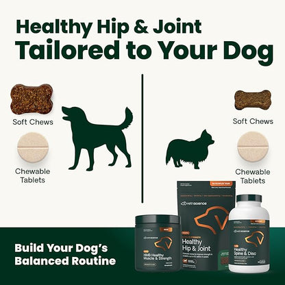 VetriScience Extra Strength Healthy Hip & Joint Chewable Tablets,GlycoFlex Glucosamine and Green-Lipped Mussel JointSupport Supplement for Dogs,Soothe-JointDiscomfort,Chicken,120 Count (Pack of 2)