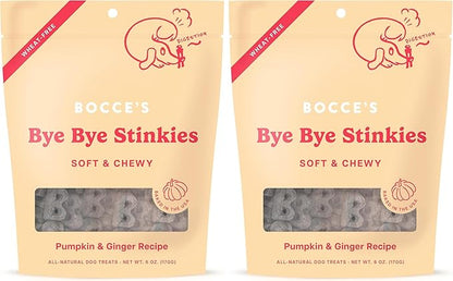 Bocce's Bakery Digestive Support Dog Treats,Wheat-Free Pumpkin Ginger,6 oz Bag,(Pack of 2)