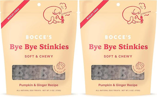 Bocce's Bakery Digestive Support Dog Treats,Wheat-Free Pumpkin Ginger,6 oz Bag,(Pack of 2)