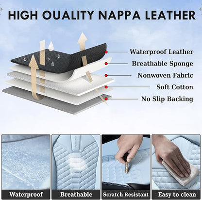 Coverado Seat Covers, Leather Seat Covers for Front Seats, Black and Blue Car Seat Covers, Waterproof Car Seat Protectors, Auto Seat Cushion, Front Driver Seat Cover Universal Fit Most Cars SUV
