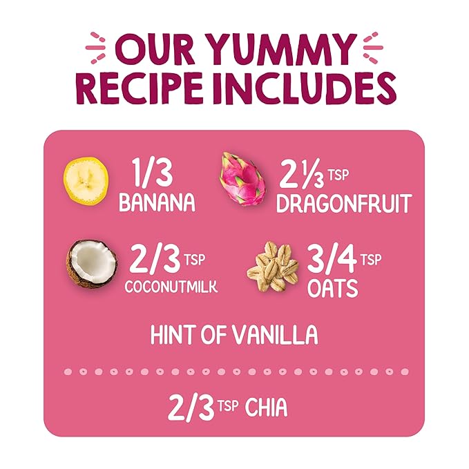 HAPPYTOT Organics Stage 4 Baby Food Pouches, Gluten Free, Vegan & Dairy Free Snack, Super Morning Fruit & Oat Blend, Bananas, Dragon Fruit, Coconutmilk, Oats & Chia, 4 Oz (Pack of 16)