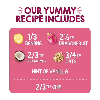 HAPPYTOT Organics Stage 4 Baby Food Pouches, Gluten Free, Vegan & Dairy Free Snack, Super Morning Fruit & Oat Blend, Bananas, Dragon Fruit, Coconutmilk, Oats & Chia, 4 Oz (Pack of 16)